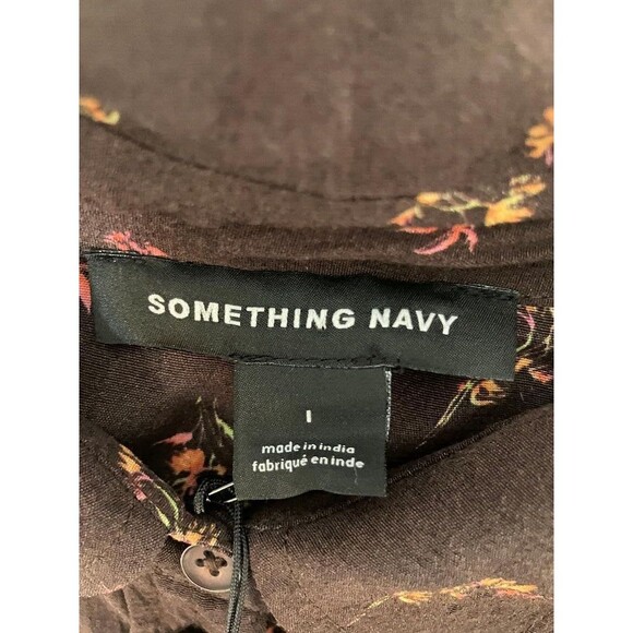 NWT Something Navy Woman's Top Brown Ganache Floral Long Sleeve Charnas Size 1 - Picture 10 of 12
